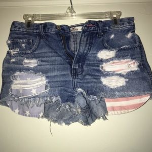 American flag pocket denim shorts